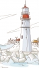 📱海辺の灯台のイラスト iPhone XS Max 壁紙・待ち受け