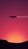 📱赤い夕焼け 空飛ぶ飛行機のシルエット iPhone SE (第1世代) 壁紙・待ち受け