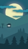 📱緑の山と小屋と黄色い月のイラスト iPhone SE (第1世代) 壁紙・待ち受け