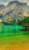 📱船頭 木の船 緑の湖 iPhone 6s 壁紙・待ち受け