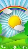 📱虹と太陽と白い花と草原のアート iPhone 6s 壁紙・待ち受け