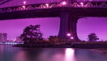 📱紫の風景 大きな橋と海 iPhone 6s 壁紙・待ち受け