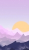📱淡い紫の背景 山 黄色い月 iPhone 6 壁紙・待ち受け