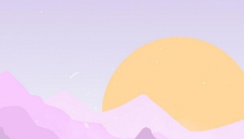 📱パステルカラー 紫 黄色 山脈と月 iPhone 7 壁紙・待ち受け