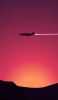📱赤い夕陽 飛行機のシルエット iPhone 6 壁紙・待ち受け