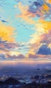📱沼と色鮮やかな空のイラスト iPhone 6s 壁紙・待ち受け