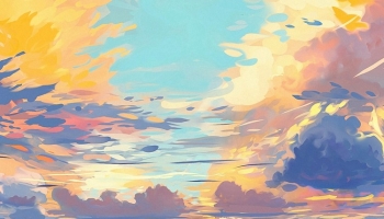 📱沼と色鮮やかな空のイラスト iPhone 6s 壁紙・待ち受け