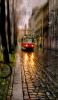 📱雨の日 街中を走る路線バス iPhone 8 壁紙・待ち受け