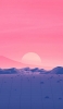 📱ポリゴンの大地とピンクの空と夕日 iPhone 8 壁紙・待ち受け