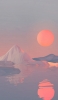 📱氷山と夕日と海のイラスト iPhone 6 壁紙・待ち受け