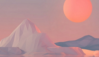 📱南極 氷山と夕日のイラスト iPhone 7 壁紙・待ち受け