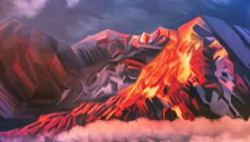 📱マグマ流れる火山のイラスト iPhone 8 壁紙・待ち受け