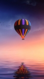 📱海の上を飛ぶカラフルな気球 iPhone 6 壁紙・待ち受け