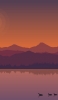 📱夕暮れ時 湖を泳ぐ白鳥のイラスト iPhone 6s 壁紙・待ち受け