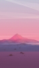 📱CG ピンクのポリゴンの山と空 iPhone 8 壁紙・待ち受け