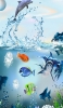 📱海で泳ぐ魚のアート iPhone 11 壁紙・待ち受け