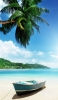 📱椰子の木 砂浜 綺麗な海 ボート iPhone 11 壁紙・待ち受け