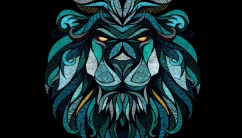 📱かっこいい青いライオンのアート 百獣の王 iPhone 6 壁紙・待ち受け