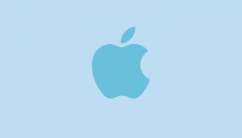 📱可愛い水色のApple ロゴ iPhone 6 壁紙・待ち受け