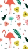 📱カラフル おしゃれなフラミンゴと花のイラスト iPhone 12 mini 壁紙・待ち受け