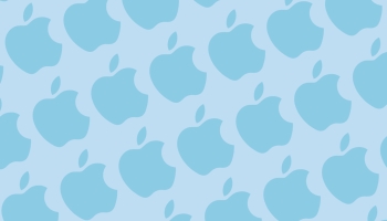 📱水色のアップルのロゴ パターン Galaxy A41 壁紙・待ち受け