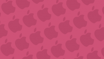 📱パステルカラー ピンク アップルのロゴ パターン iPhone 13 壁紙・待ち受け