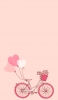 📱花束 籠付き自転車 ピンク ハートの風船 iPhone SE (第2世代) 壁紙・待ち受け