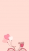 📱花束 籠付き自転車 ピンク ハートの風船 iPhone 12 mini 壁紙・待ち受け
