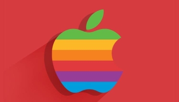 📱レインボー アップルのロゴ フラットデザイン iPhone SE (第2世代) 壁紙・待ち受け