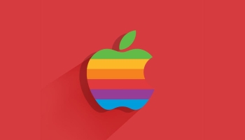 📱レインボー アップルのロゴ フラットデザイン Google Pixel 6 壁紙・待ち受け