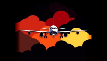 📱飛行機と赤い雲 Google Pixel 5 壁紙・待ち受け