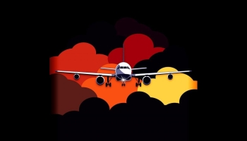 📱飛行機と赤い雲 iPhone 12 Pro Max 壁紙・待ち受け
