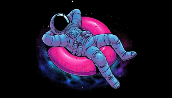 📱リラックスする宇宙飛行士 浮き輪 iPhone 12 Pro Max 壁紙・待ち受け