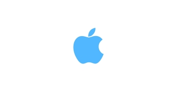 📱クリーン 水色のアップルのロゴ 白い背景 iPhone 13 壁紙・待ち受け