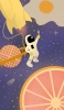 📱宇宙で目玉焼きを食べようとする宇宙飛行士のポップなアート ROG Phone 3 Android 壁紙・待ち受け