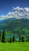 📱綺麗な緑の山間にある湖 白い雲 ZenFone Max Pro (M2) 壁紙・待ち受け