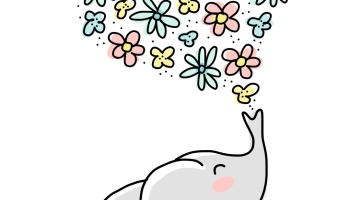 📱可愛い象と花のイラスト Xperia 5 壁紙・待ち受け