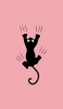 📱ピンクの背景 しがみつく黒の猫 イラスト Xperia 8 Lite 壁紙・待ち受け