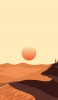 📱砂漠と赤い夕陽のイラスト moto g100 壁紙・待ち受け