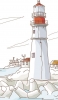 📱海と灯台のイラスト Galaxy S21 5G 壁紙・待ち受け