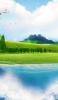 📱青空 山と緑の平原と海 Redmi Note 9S 壁紙・待ち受け