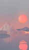 📱夕日と氷山 鏡面 海 イラスト AQUOS R2 compact 壁紙・待ち受け