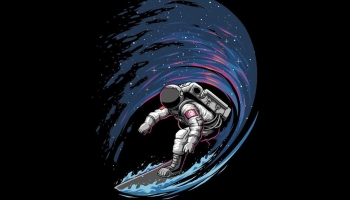 📱宇宙 サーフィンをする宇宙飛行士 iPhone 13 Pro 壁紙・待ち受け