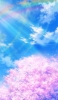 📱水色の綺麗な空と虹と桜のイラスト iPhone 13 壁紙・待ち受け