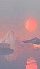 📱雪山と夕日のイラスト Xperia 8 Lite 壁紙・待ち受け