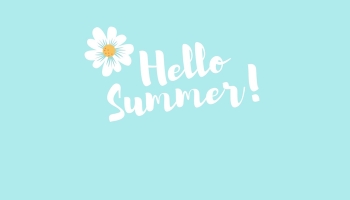📱白い花 Hello Summer! 淡い水色 iPhone 12 壁紙・待ち受け