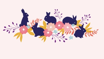 📱兎と花と草のイラスト iPhone 13 Pro Max 壁紙・待ち受け