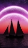 📱重なる紫の惑星 船 海 銀河 Redmi Note 9S 壁紙・待ち受け