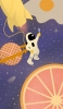 📱宇宙飛行士 ロケット 惑星 目玉焼き グレープフルーツ イラスト iPhone 12 mini 壁紙・待ち受け