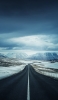 📱雪景色 まっすぐ伸びたアスファルトの道路 ZenFone Max Pro (M2) 壁紙・待ち受け